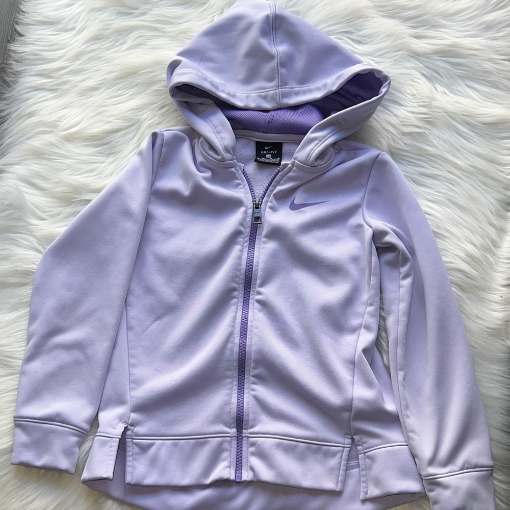Nike Girls Dri-Fit Light Lavender Hooded Zip-Up Sweatshirt